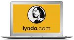 Lynda logo on laptop screen